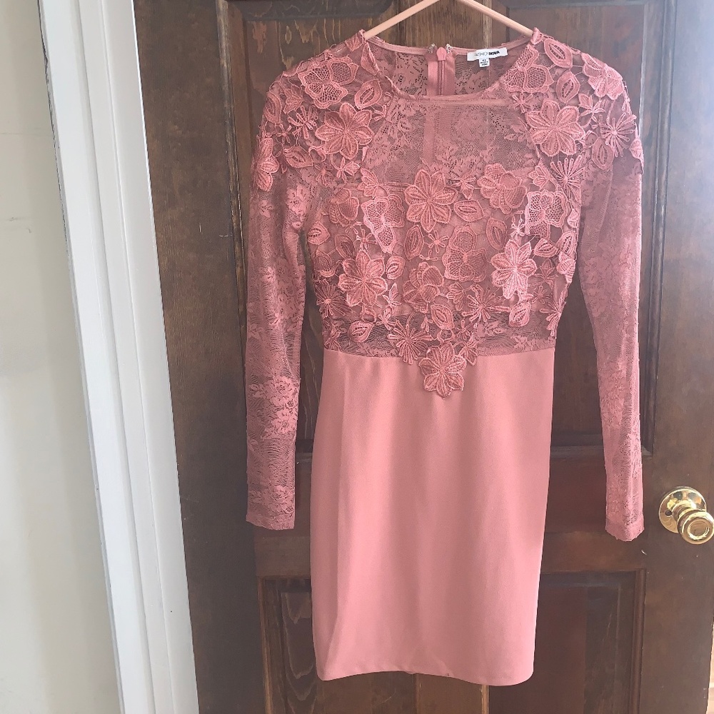 Fashion Nova pink lace dress